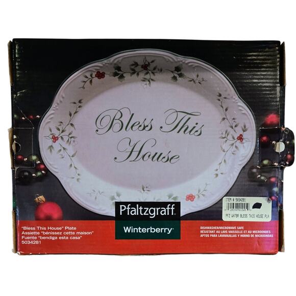 Pfaltzgraff Winterberry Bless This House Christmas Plate/Platter New in Box! - Picture 2 of 8